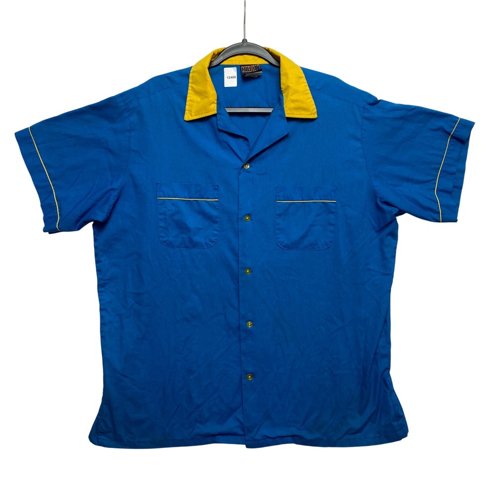 Spam A Rama Bowling Shirt Mens XL Blue Yellow Button-Down Made in USA